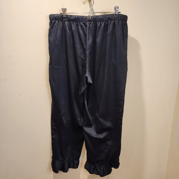 Victoria's Secret Women's Black Satin Ruffle Hem Pajama  Pants Size L - Picture 2 of 12